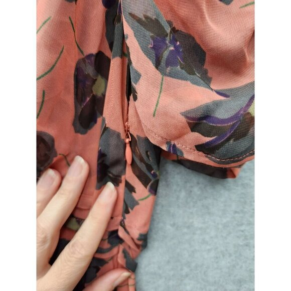 The Limited Womens Floral Print Top With Puff Sleeves & Tie Back M 100% Polyeste - Picture 5 of 6